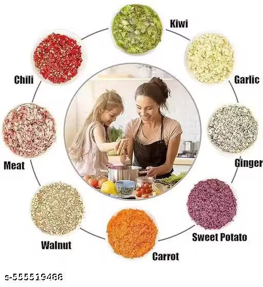 JAYANT 1000 ML Handy Push Chopper Vegetable & Fruit Cutter, Special Cutter for Onion Chopper, with 4 Stainless Steel Blade and Pull Cord Technology