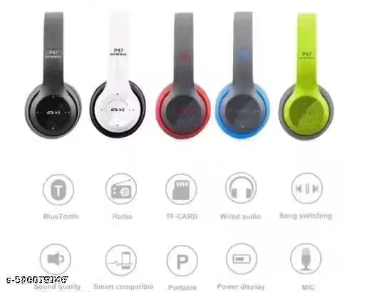P47 Wireless Bluetooth Headphones 5.0+EDR with Vol Control, HD Sound Bass,Mic. Bluetooth & Wired Headset
