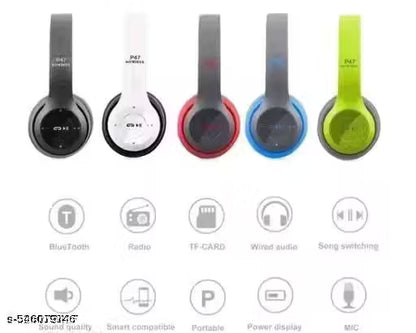 P47 Wireless Bluetooth Headphones 5.0+EDR with Vol Control, HD Sound Bass,Mic. Bluetooth & Wired Headset