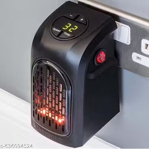 Small Electric Handy Room Heater Compact Plug-in||The Wall Outlet Space Heater 400Watts Garage Bathroom Home||Handy hot Warmer Blower Adjustable Timer Digital Display for Office/Home/Anywhere