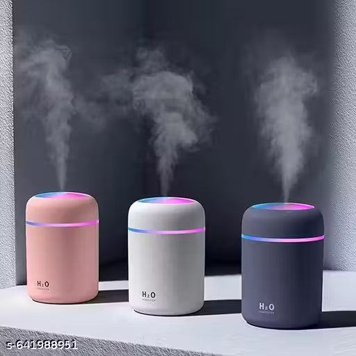 H2O Diffuser with Colorful LED Lights for Home Office & Small Rooms, Portable Cool Mist Small Quiet Air Humidifier For Aroma Therapy, Ultrasonic Essential Oil Diffuser For Moisture Add Your Aroma Flavour Drops (Random)