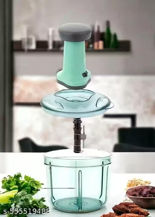 JAYANT 1000 ML Handy Push Chopper Vegetable & Fruit Cutter, Special Cutter for Onion Chopper, with 4 Stainless Steel Blade and Pull Cord Technology